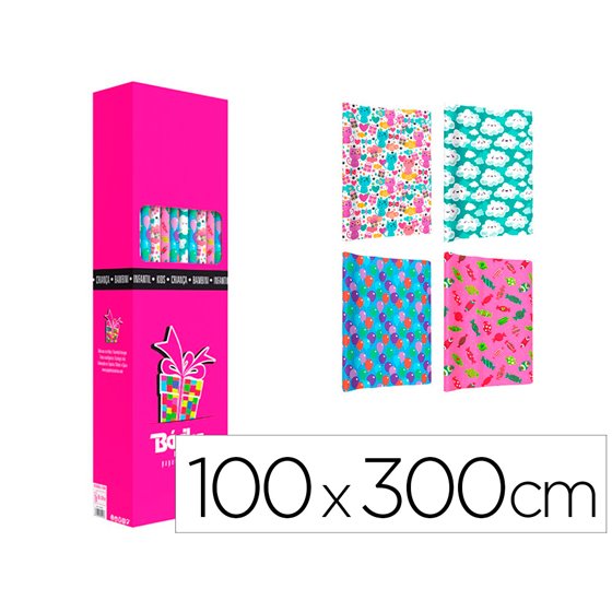 Papel De Regalo Basika Infantil Rollo De 100 X 300 Cm Modelos Surtidos