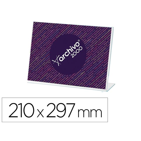 Expositor Sobremesa Archivo 2000 Con Forma L Poliestireno Transparente Din A4 Horizontal Doble Cara