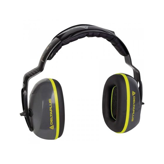 Casco Antiruido Deltaplus Con Orejeras Abs Ajustable En Altura Norma Snr 26 Db Color Gris