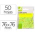 Bloc De Notas Adhesivas Quita Y Pon Q-Connect 76X76 Mm Removible Plastico Translucido Amarillo Neon Con 50 Hojas