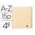 Indice Alfabetico Liderpapel Cartulina Para Archivador 15 Posiciones A-Z Cuarto Apaisado