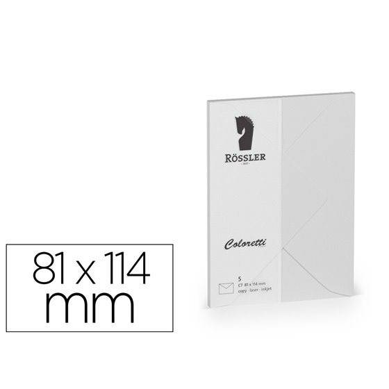 Sobre Rossler Coloretti C7 Color Gris Claro 81X114 Mm Pack De 5 Unidades