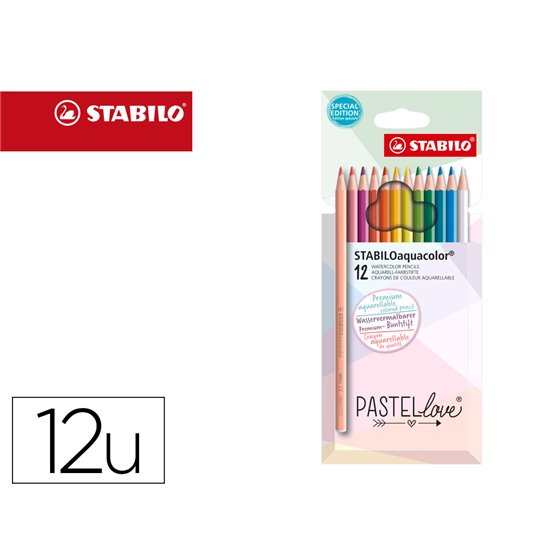 Lapices De Colores Stabilo Aquacolor Acuarelables Pastel Love Estuche Carton De 12 Colores Surtidos