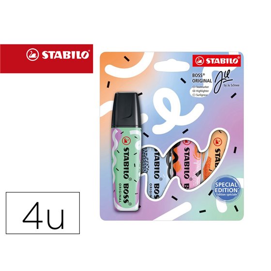 Rotulador Stabilo Boss Fluorescente Original Pastel By Ju Schnee Estuche De 4 Colores Surtidos