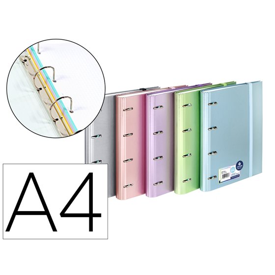 Carpeta 4 Anillas De 35 Mm Carchivo Din A4 Polipropileno Con Recambio Colores Metalizados