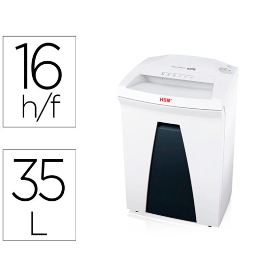 Destructora De Documentos Hsm Securio B24 Capacidad De Corte 16 Hojas En Particulas Destruye Grapas Clips Cd Y