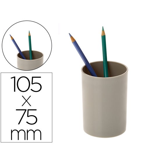 Cubilete Portalapices Archivo 2000 Gris Opaco Plastico 100% Reciclado Diametro 75 Mm Alto 105 Mm