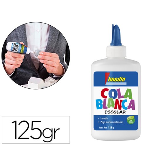 Pegamento Cola Blanca Imedio Escolar Lavable Bote De 125 Gr
