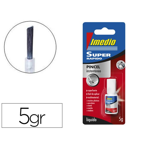Pegamento Imedio Super Rapido Adhesivo Instantaneo Pincel Bote De 5 Gr