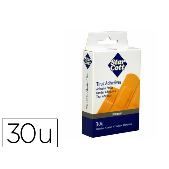 Tira Protectora Star Cott Flexible Para Heridas Y Cortes Caja De 30 Unidades Tres Tamaños Surtidos