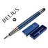 Pluma Belius Neptuno Aluminio Textura Wavy Color Azul Marino Tinta Azul Caja De Diseño