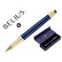 Boligrafo Belius Soiree Aluminio Color Azul Marino Y Dorado Tinta Azul Caja De Diseño