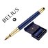 Pluma Y Estuche Belius Soiree Color Art Deco Azul Marino Y Dorado Tinta Azul Caja De Diseño