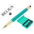 Boligrafo Y Estuche Belius Soiree Color Art Deco Turquesa Y Dorado Tinta Azul Caja De Diseño