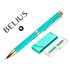 Boligrafo Belius Aqua Aluminio Color Turquesa Y Dorado Tinta Azul Caja De Diseño