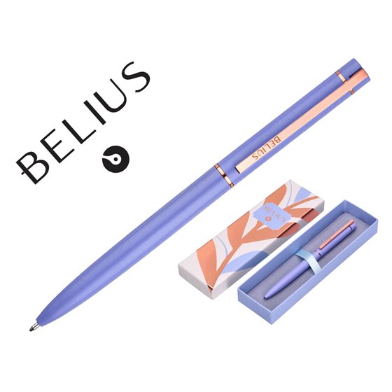Boligrafo Belius Rose Aluminio Color Lavanda/Oro Rosa Tinta Azul Caja De Diseño