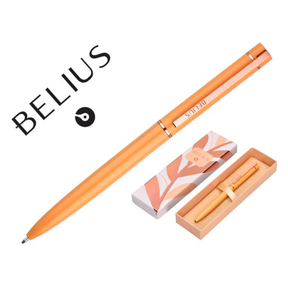 Boligrafo Belius Rose Aluminio Color Naranja/Oro Rosa Tinta Azul Caja De Diseño