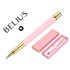 Boligrafo Belius Macaron Bliss Forma Hexagonal Color Rosa Y Dorado Tinta Azul Caja De Diseño