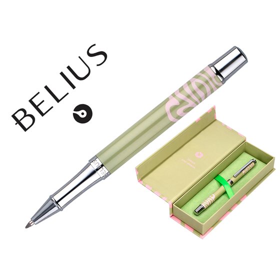 Roller Belius Ink Dreams Aluminio Color Verde Matcha Y Rosa Plateado Frase Interior Tinta Negra Caja De Diseño