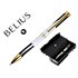 Boligrafo Belius Dualita Cuerpo Blanco Color Negro Tinta Azul Caja De Diseño