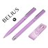 Juego Boligrafo Y Roller Belius Endless Summer Aluminio Color Morado Y Plateado Tinta Azul Caja De Diseño