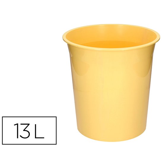 Papelera Plastico Q-Connect Amarillo Pastel Opaco 13 Litros 275X285 Mm