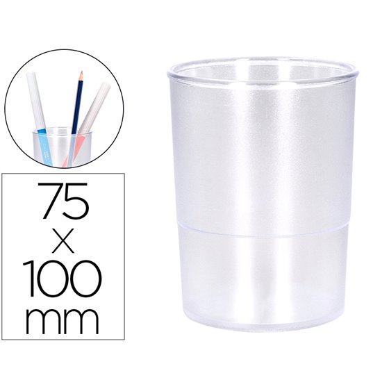 Cubilete Portalapices Q-Connect Transparente Plastico Diametro 75 Mm Alto 100 Mm
