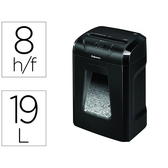Destructora De Documentos Fellowes 12C Capacidad 8H Seguridad P4 Grapas Clips Y Tarjetas Papelera 19 L