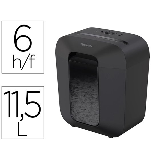 Destructora De Documentos Fellowes Lx25 Capacidad 6H Seguridad P4 Grapas Clips Y Tarjetas Papelera 11,5 L