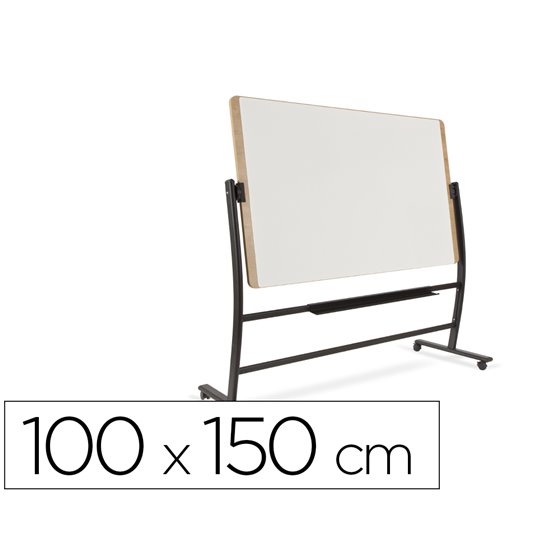 Pizarra Blanca Rocada Lacada Magnetica Marco Aluminio Doblecara Volteable Curve Con Ruedas 100X150 Cm