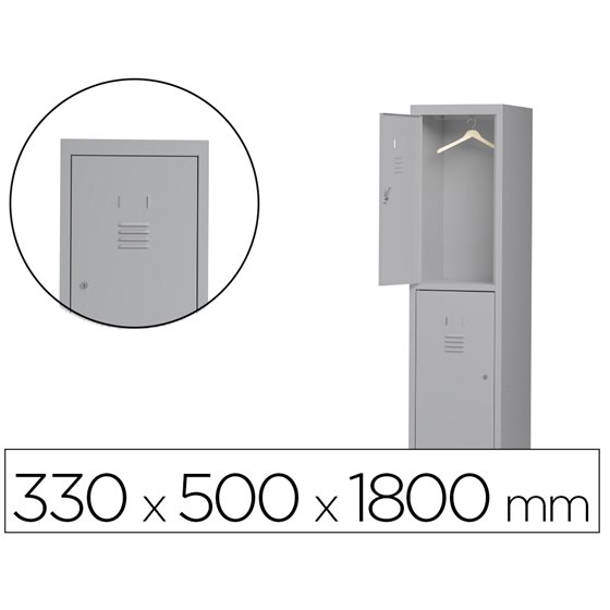 Taquilla Metalica Rocada 300 1 Modulo 2 Puertas Gris 330X500X1800 Mm