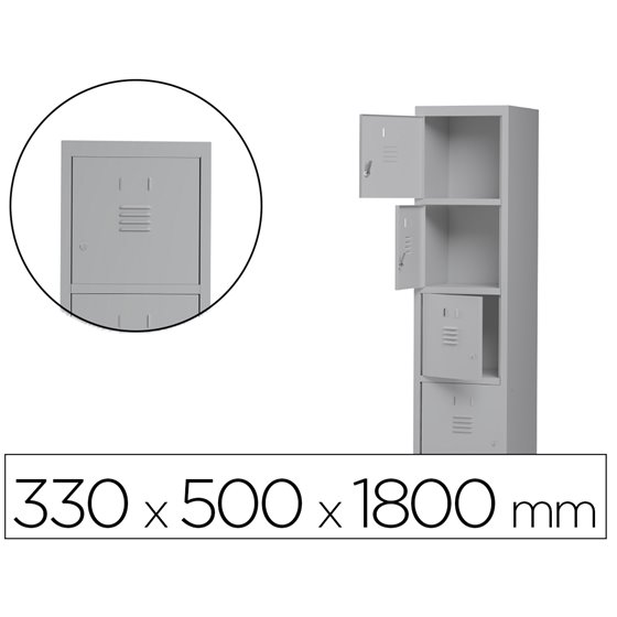 Taquilla Metalica Rocada 300 1 Modulo 4 Puertas Gris 330X500X1800 Mm