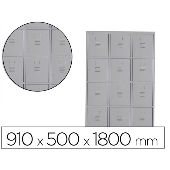 Taquilla Metalica Rocada 300 3 Modulos X 4 Puertas Gris 910X500X1800 Mm