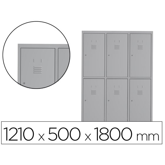 Taquilla Metalica Rocada 400 3 Modulos X 2 Puertas Gris 1210X500X1800 Mm