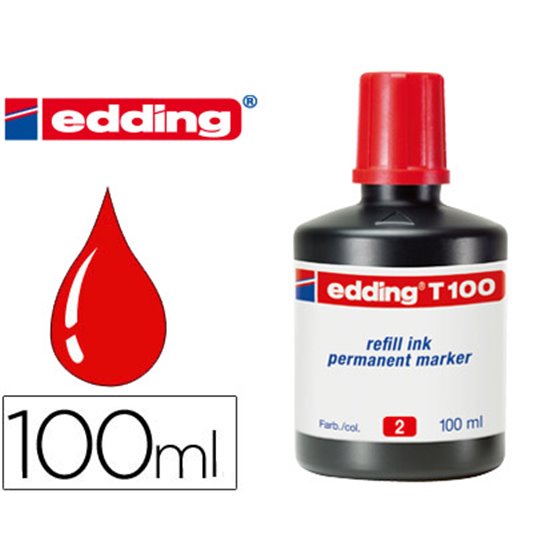 Tinta Rotulador Edding T-100 Rojo Bote 100 Ml