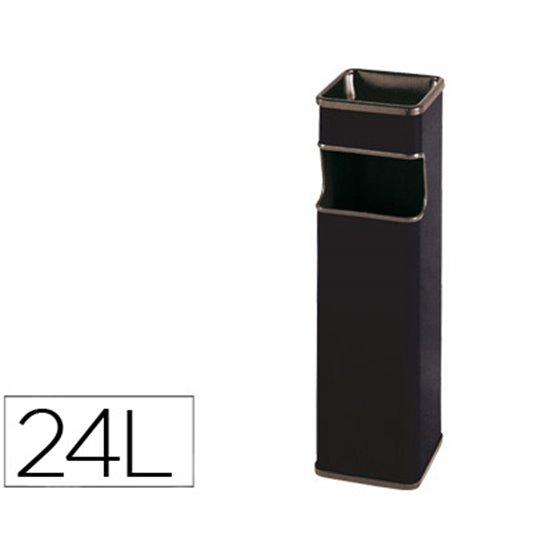 Cenicero Papelera Cuadrado 403 Negro Metalico 65X18X18 Cm