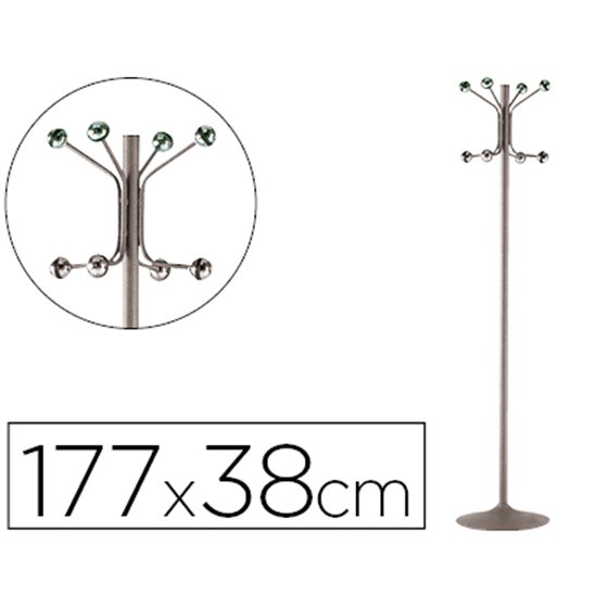 Perchero Metalico Pie 8 Colgadores Color Gris 177X38 Cm