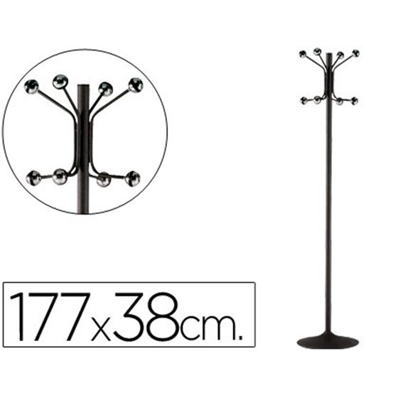 Perchero Metalico Pie 8 Colgadores Color Negro 177X38 Cm