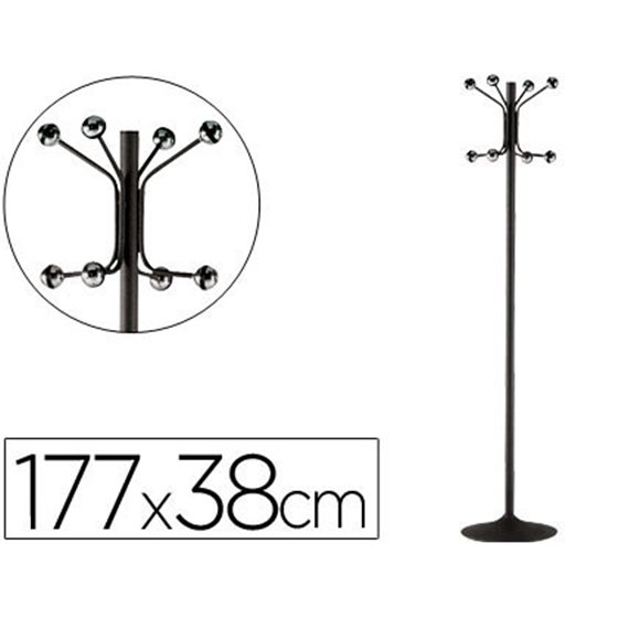 Perchero Metalico Pie 8 Colgadores Color Negro 177X38 Cm