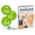 Papel Fotocopiadora Navigator Din A4 80 Gramos 4 Taladros Papel Multiuso Ink-Jet Y Laser Paquete De 500 Hojas
