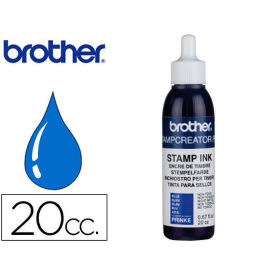 Tinta Brother Para Sellos Automaticos Color Azul Bote De 20 Cc