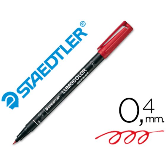 Rotulador Staedtler Lumocolor Retroproyeccion Punta De Fibra Permanente 313-2 Rojo Punta Super Fina Redonda 0.4 Mm