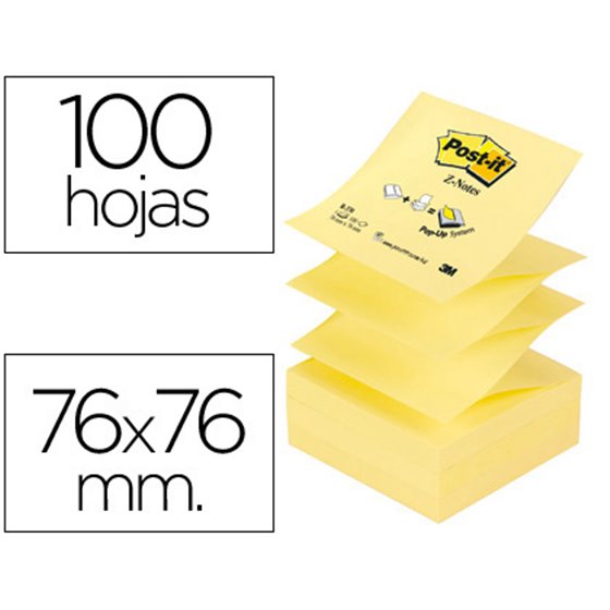 Bloc De Notas Adhesivas Quita Y Pon Post-It 76X76 Mm Z-Notes