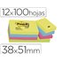 Bloc De Notas Adhesivas Quita Y Pon Post-It 38X51 Mm Neon Pack De 12 Blocs Surtido