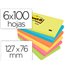 Bloc De Notas Adhesivas Quita Y Pon Post-It 76X127 Mm Neon Pack De 6 Blocs Surtido