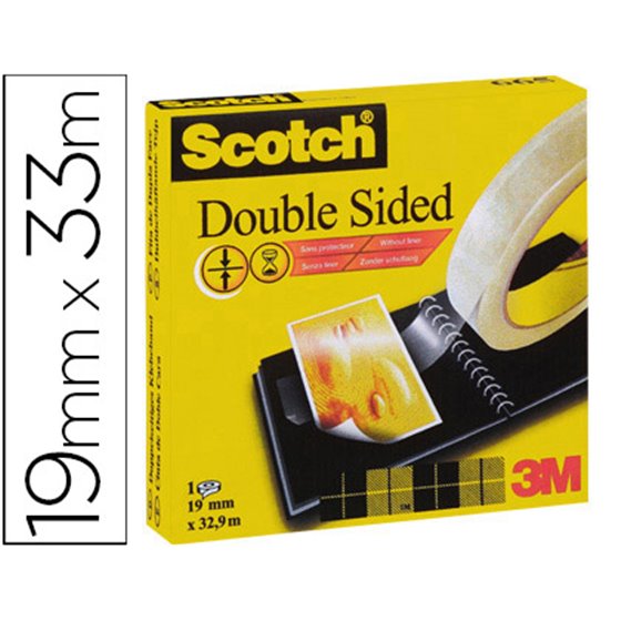 Cinta Adhesiva Scotch Dos Caras 33 Mt X 19 Mm