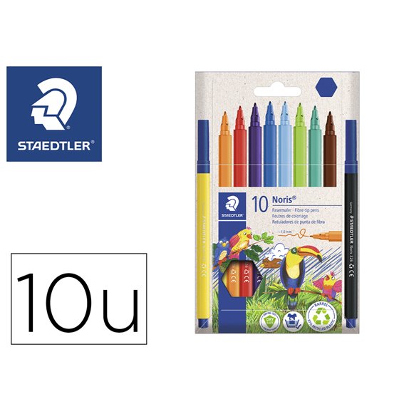 Rotulador Staedtler Noris Club Slim Estuche Carton 80% Reciclado De 10 Unidades Colores Surtidos