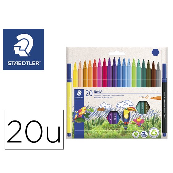 Rotulador Staedtler Noris Club Slim Estuche Carton 80% Reciclado De 20 Unidades Colores Surtidos