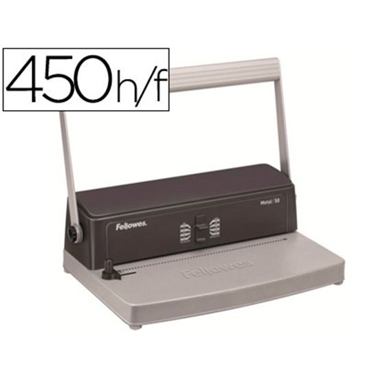 Encuadernadora Para Espiral Metalica Fellowes Esp 50 Perfora 12 Hojas Tamaño A4 Encuaderna Hasta 450 Hojas