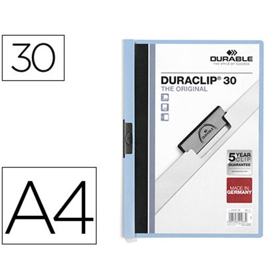 Carpeta Duraclip Dossier Pinza Lateral Azul Capacidad 30 Hojas